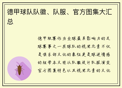 德甲球队队徽、队服、官方图集大汇总